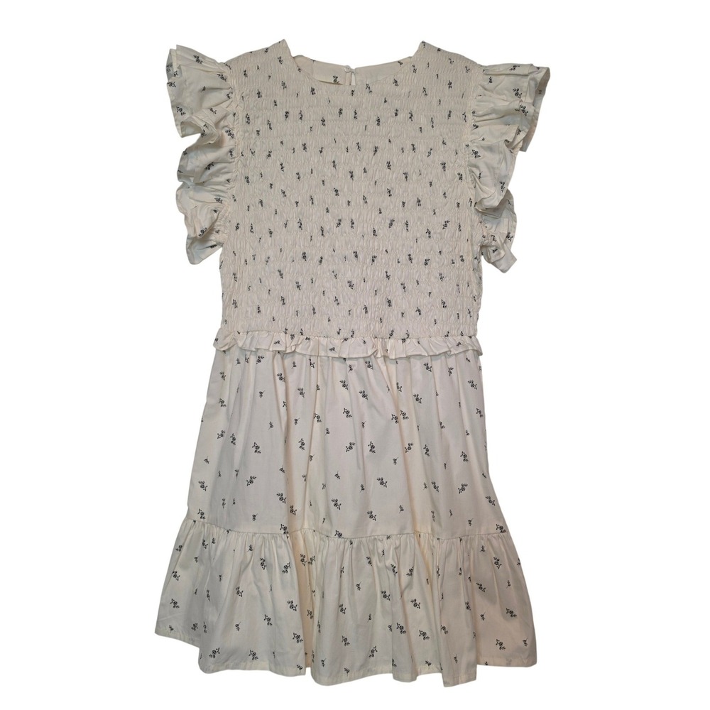 Divided Ditsy Floral Smocked Ruffle Mini Dress Cream Large